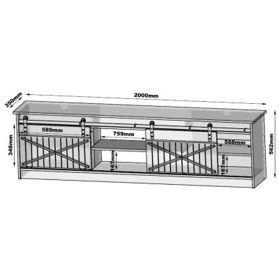 7. TV cabinet GRANERO 200x56.7x35 black/black combination