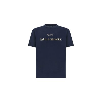8. Paul&Shark Men's Cotton T-shirt Navy Blue and Gold 99311007-50E - Classic Cut, Logo
