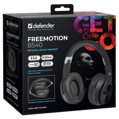 8. DEFENDER Bluetooth Headphones FREEMOTION B540 BLACK 63540