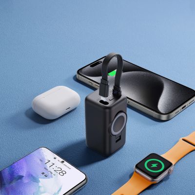 12. Joyroom JR-W13 5000mAh Wireless Power Bank for Apple Watch + USB-C and Lightning – Black