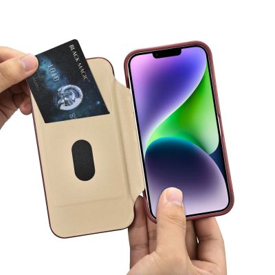 19. iCarer CE Premium Leather Folio Case iPhone 14 Plus Magnetic Flip Leather Folio Case MagSafe Red (WMI14220715-RD)