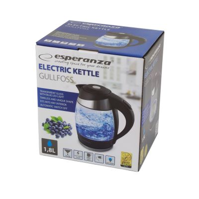 11. Esperanza Gullfoss EKK009 electric kettle (2200W 1.8l; transparent)