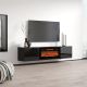 6. TV cabinet LUXE 182.6x34.5x37.5 black/gloss black + black fireplace