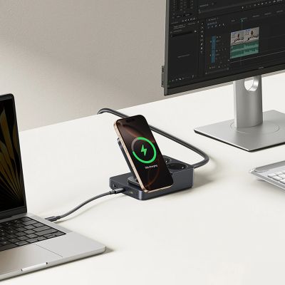 9. Baseus NOMOS ND11 67W 6-in-1 Wireless Charging Station with Two AC Sockets - Black