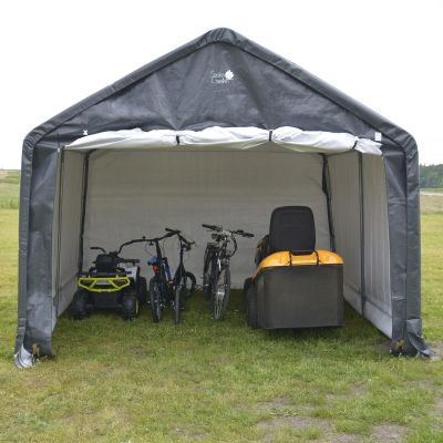 14. GARDEN GARAGE PAVILION 3.50x3.50x2.60M GRAY SASKA GARDEN