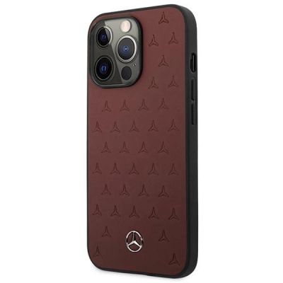 2. Mercedes MEHCP13LPSQRE iPhone 13 Pro / 13 6,1" czerwony/red hardcase Leather Stars Pattern