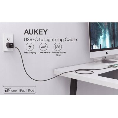 5. AUKEY CB-CL03 NYLON USB C-LIGHTNING CABLE 2M PD