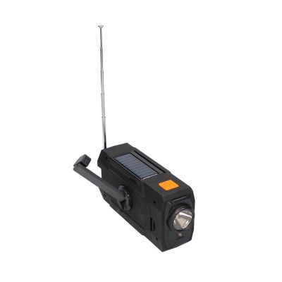 13. Extralink Solar Emergency Radio with Crank Dynamo Powerbank 4000mAh with SOS Flashlight SR-4000 Portable Analog Black, Orange