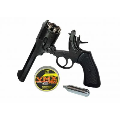 6. WEBLEY MKVI .455 Police revolver, cal. 4.5 mm, Diabolo, 6-shot cartridges, 4" barrel, CO2 Black Ekp do17J