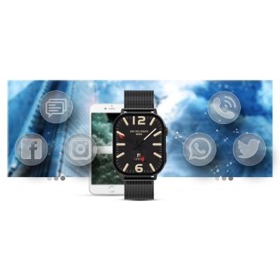 13. Smartwatch Gravity GT15-1 Black Silicone Strap + Black Bracelet