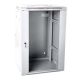 7. Wall-mounted network cabinet 19" 15U rack 600x600, glass door, gray, divided, assembled, 60kg