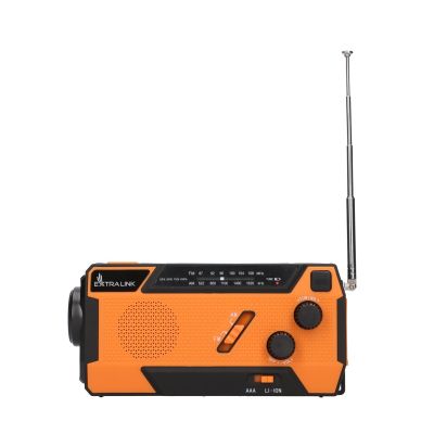 5. Extralink Solar Emergency Radio with Crank Dynamo Powerbank 4000mAh with SOS Flashlight SR-4000 Portable Analog Black, Orange