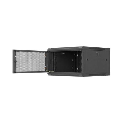 4. Lanberg 19" 6U 600x600 black wall-mounted rack cabinet with perforated doors (flat pack)