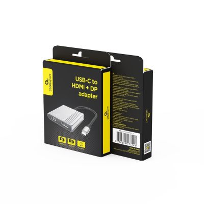 6. GEMBIRD USB-C TO HDMI + DP ADAPTER 4K 60HZ, BLACK