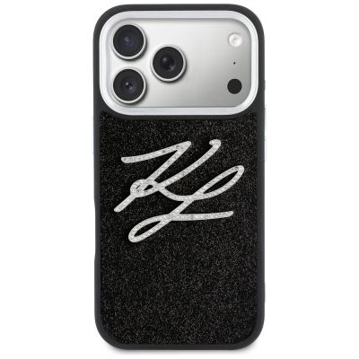 3. Karl Lagerfeld IML Glitter KL Diamond Logo Case for iPhone 17 Pro - Black