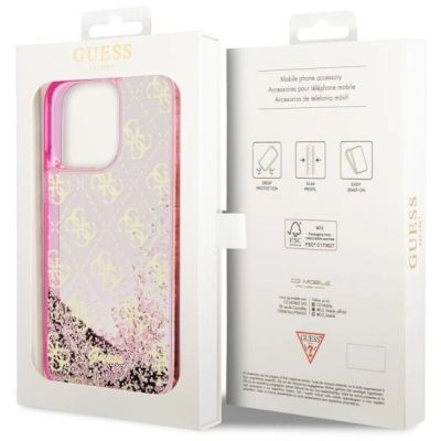 8. Guess GUHCP14XLC4PSGP iPhone 14 Pro Max 6.7" pink/pink hardcase Liquid Glitter 4G Transculent