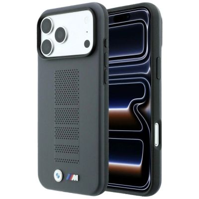 BMW M Blue Perfo Metal Logo MagSafe Case for iPhone 18 Pro Max / 17 Pro Max - Gray