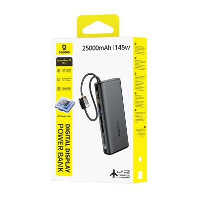 8. Baseus EnerFill FC41 25000mAh 145W Power Bank with Digital Display and Built-in Dual USB-C Cable - Black