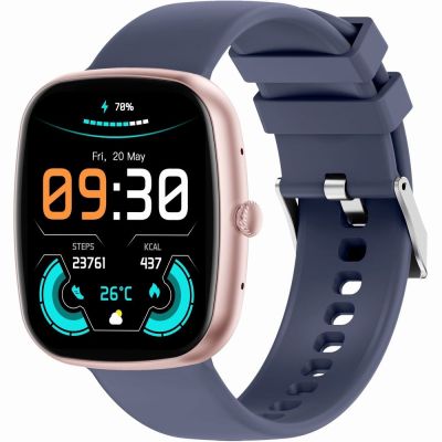 4. GRAVITY GT18-3 Women's Smartwatch Pink Silicone Strap + Navy Blue Strap