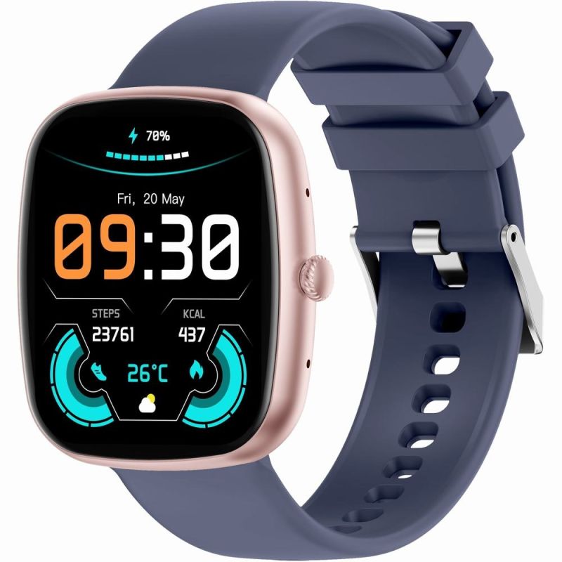 4. GRAVITY GT18-3 Women's Smartwatch Pink Silicone Strap + Navy Blue Strap