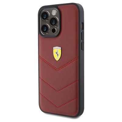 2. Ferrari Leather Stitched Lines case for iPhone 15 Pro Max - red
