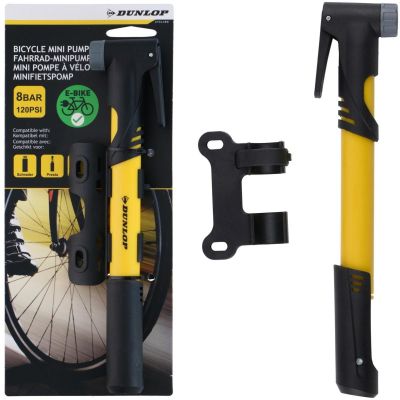 DUNLOP MINI BIKE PUMP 120psi (8bar) YELLOW