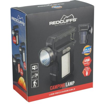 12. Flashlight Camping Lamp USB Charging and Solar Redcliffs