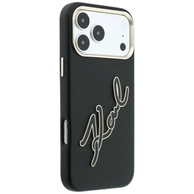 4. Karl Lagerfeld Smooth Big Resin Signature Logo Case for iPhone 18 Pro Max / 17 Pro Max - Black
