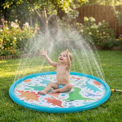 4. ROUND INFLATABLE MAT 154x7CM PLAYGROUND FOUNTAIN DINOSAURS 51626