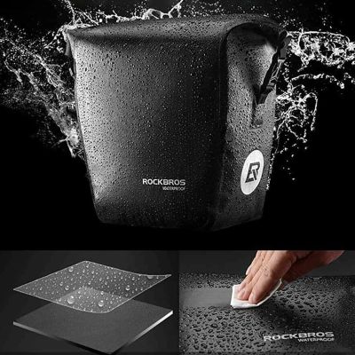 7. Rockbros AS-003-1BK waterproof bicycle bag with shoulder strap, front/rear mounting, 10-14l - black