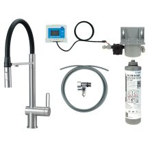 Kitchen faucet with water filtration kit and flexible spout