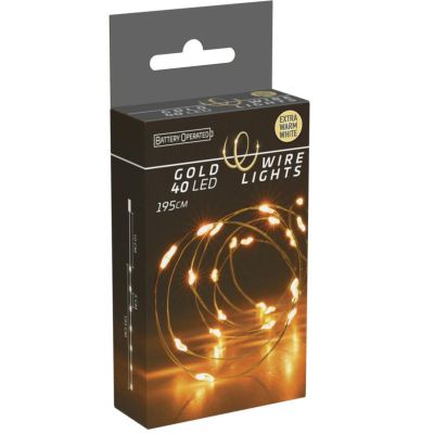 2. BATTERY-OPERATED WIRE LAMPS GARLAND 40 LED SUPER WARM WHITE