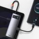 11. Baseus Metal Gleam 6-in-1 USB-C - USB-C PD 100W HUB 1x HDMI 4K 30Hz 3x USB-A 3.2 1x RJ45 - gray