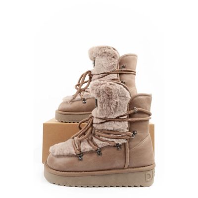 10. D.Franklin women's winter snow boots, fashionable fur lining, brown high