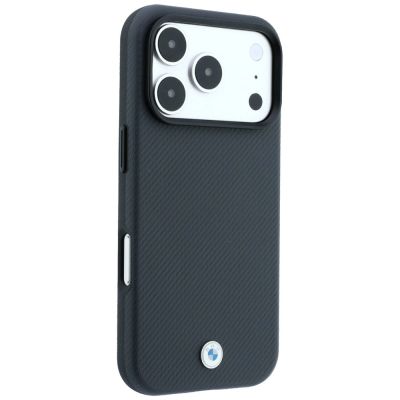 4. BMW Kevlar Metal Logo MagSafe Case for iPhone 18 Pro / 17 Pro – graphite