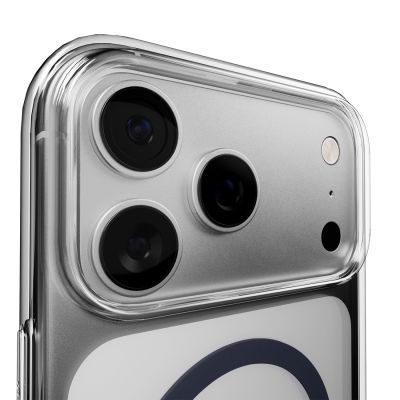 8. Puro Lite Mag TPU+PC Case Compatible with MagSafe for iPhone 17 Pro - Transparent with Blue Ring