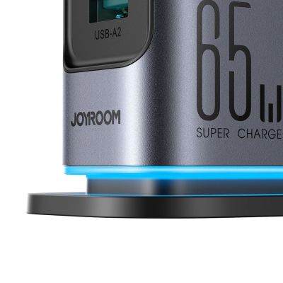 4. Joyroom JR-TCM02 GaN 65W charger charging station 4xUSB-C 2xUSB-A UK plug - gray
