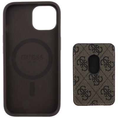 5. Guess 4G Stripes case with Magsafe wallet for iPhone 15 brown