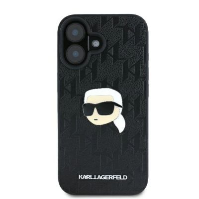 3. Karl Lagerfeld Monogram Karl Head Pin iPhone 16 Case - Black