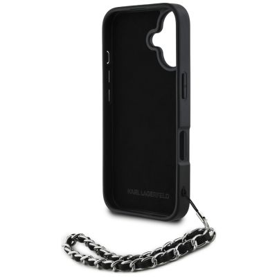 6. Karl Lagerfeld Saffiano Crystals w/Chain iPhone 16 Case - Black