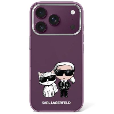 Karl Lagerfeld IML Karl&Choupette Bodies Sketch Print MagSafe case for iPhone 17 Pro / 18 Pro - burgundy