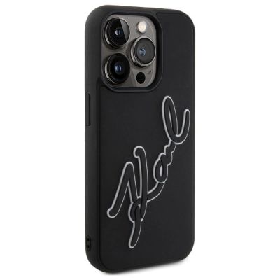 4. Karl Lagerfeld 3D Rubber Signature Case for iPhone 15 Pro Max - Black