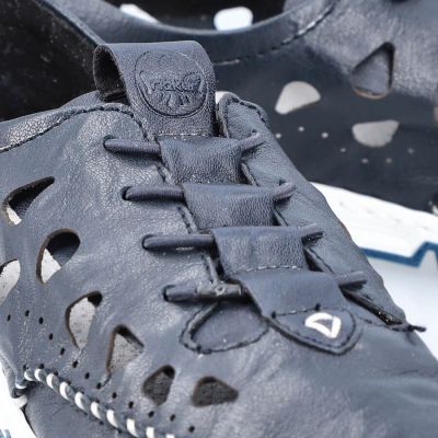 14. Rieker W RKR652 navy blue openwork leather shoes