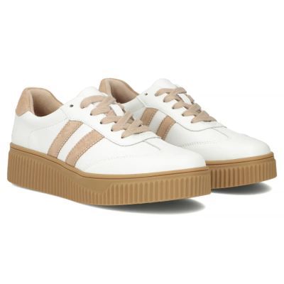 6. Women's leather suede platform shoes, white Filippo DP6776