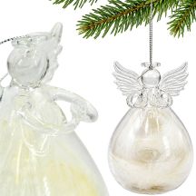 MOULDED GLASS BAUBLE ANGEL 11 CM SASKA GIFT & DECOR