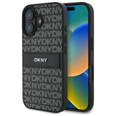 DKNY Texture Pattern Tonal Stripe iPhone 16 Case - Black