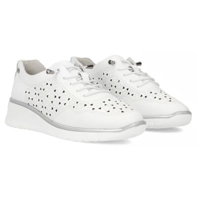 4. Women's leather openwork shoes, white Filippo DP6714