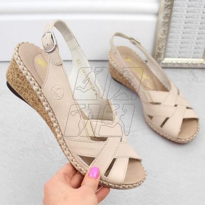 5. Comfortable leather sandals Rieker W RKR682, beige