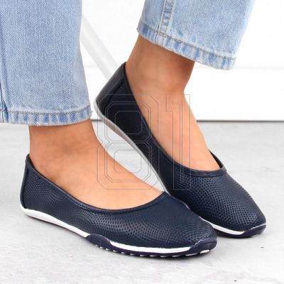 4. Filippo W PAW322B leather openwork ballet flats, navy blue