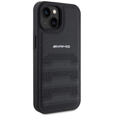 4. AMG Leather Debossed Lines case for iPhone 15 - black
